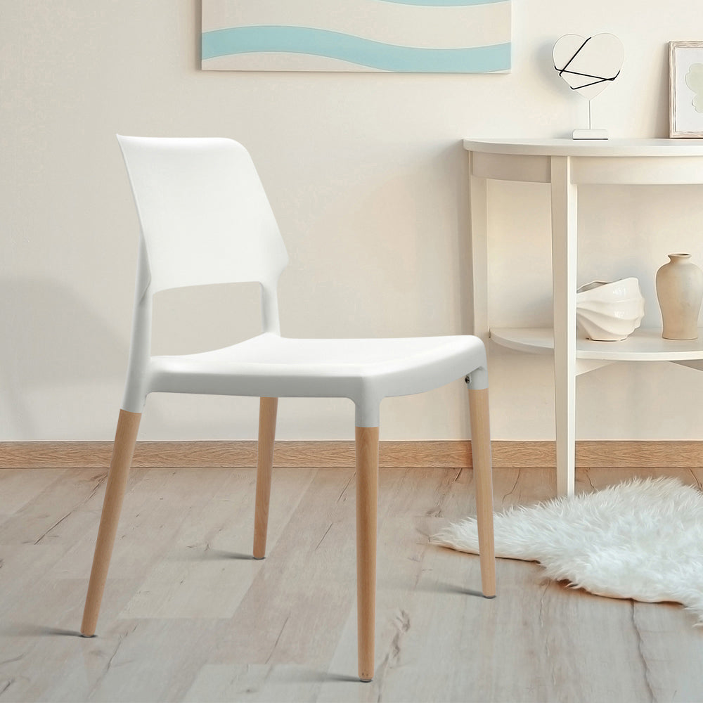 Artiss Dining Chairs White Stackable Set of 4