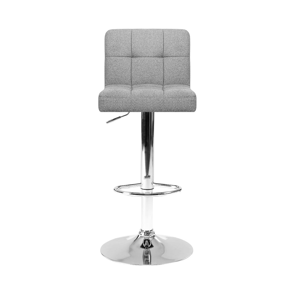 Artiss 2x Bar Stools Kitchen Dining Chairs Counter Stool Gas Lift Fabric Grey