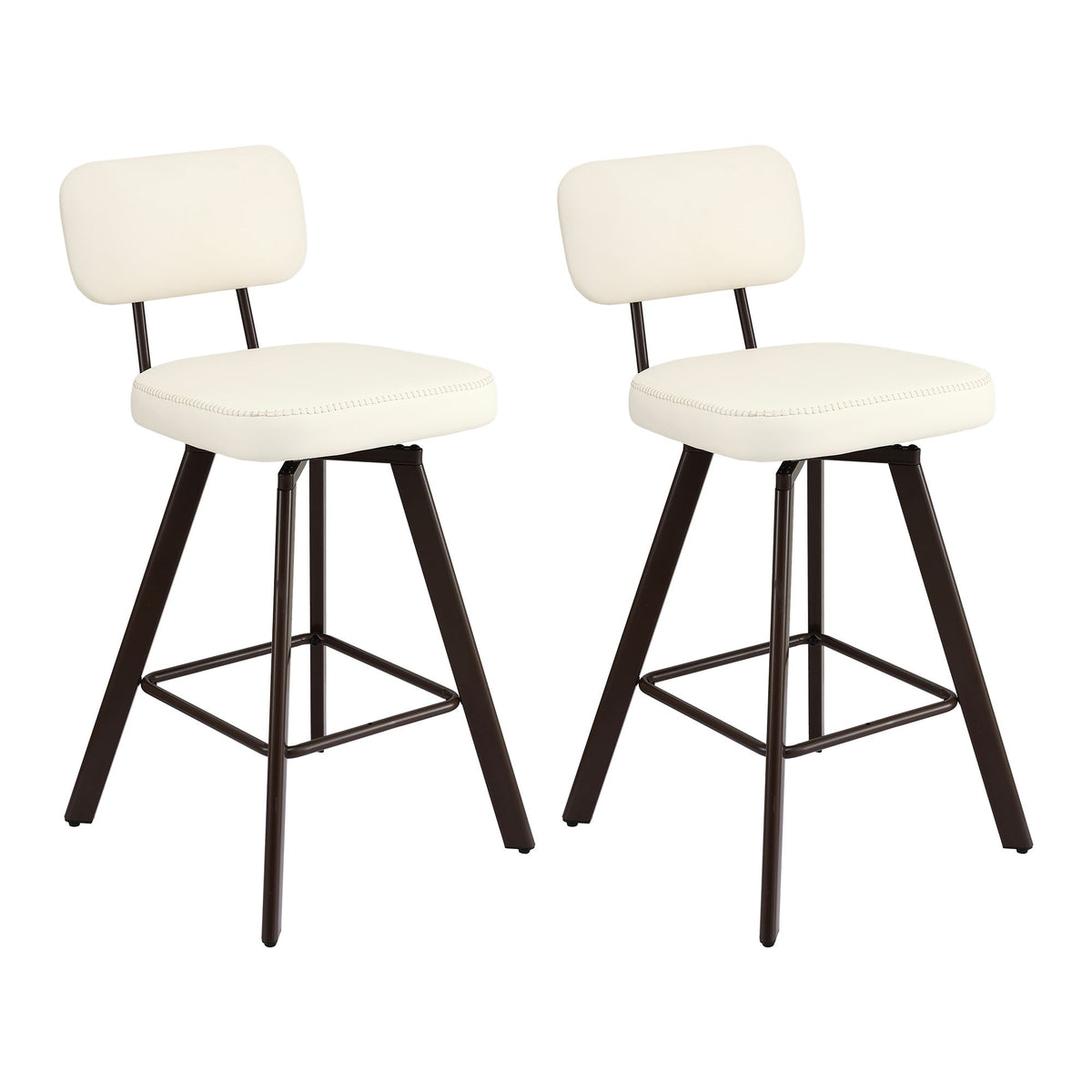 Artiss Bar Stools Set of 2 Swivel Counter 68cm Height Stools w/ Padded Backrest Beige