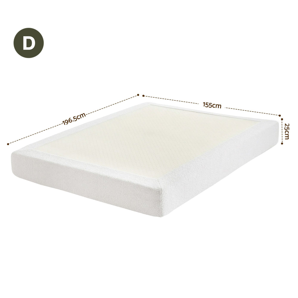 Artiss Compression Bed Frame Double Size No Assembly Vacuum High Density Sponge Boucle Cream White