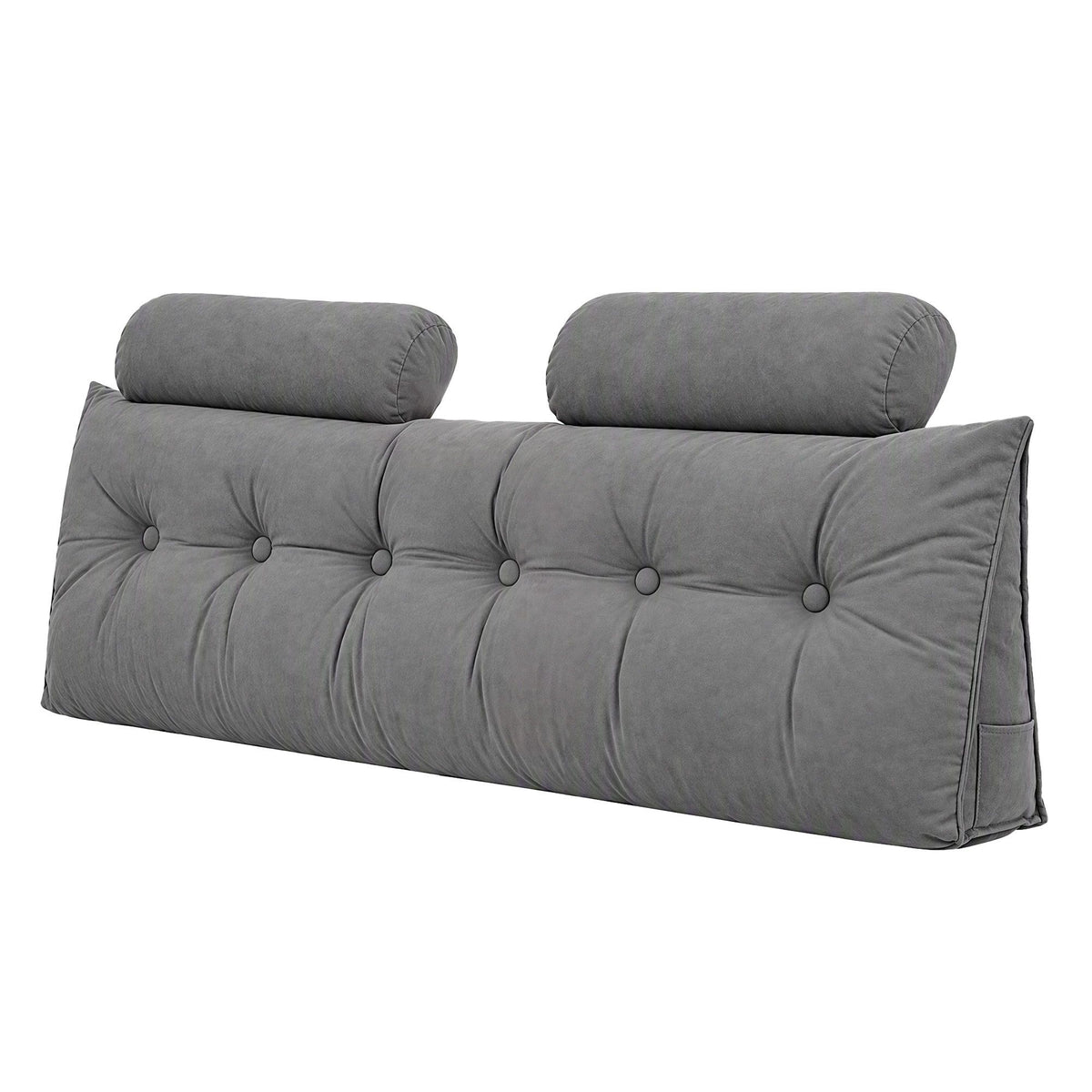 Artiss Headboard Pillow Queen Wedge Backrest Triangular with 2 Cushions Grey
