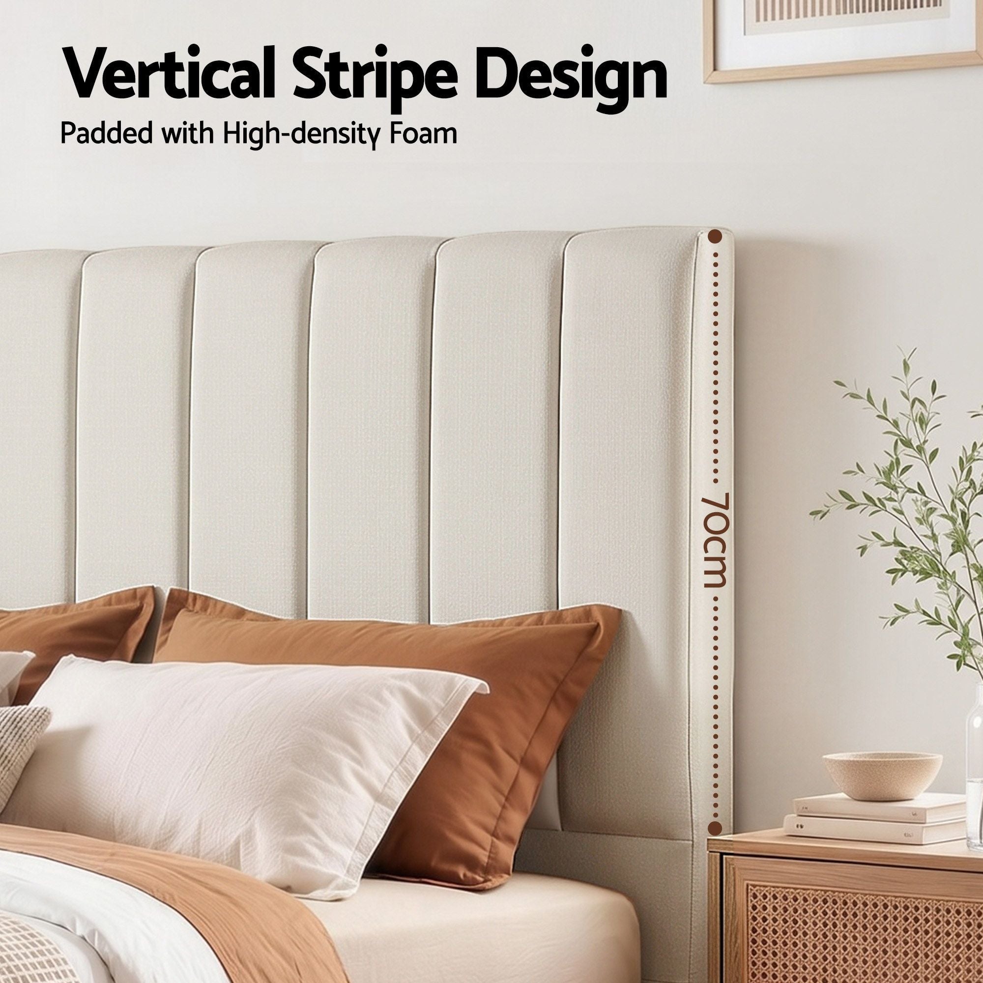 Artiss Bed Head Headboard Queen Linen 153CM - Beige