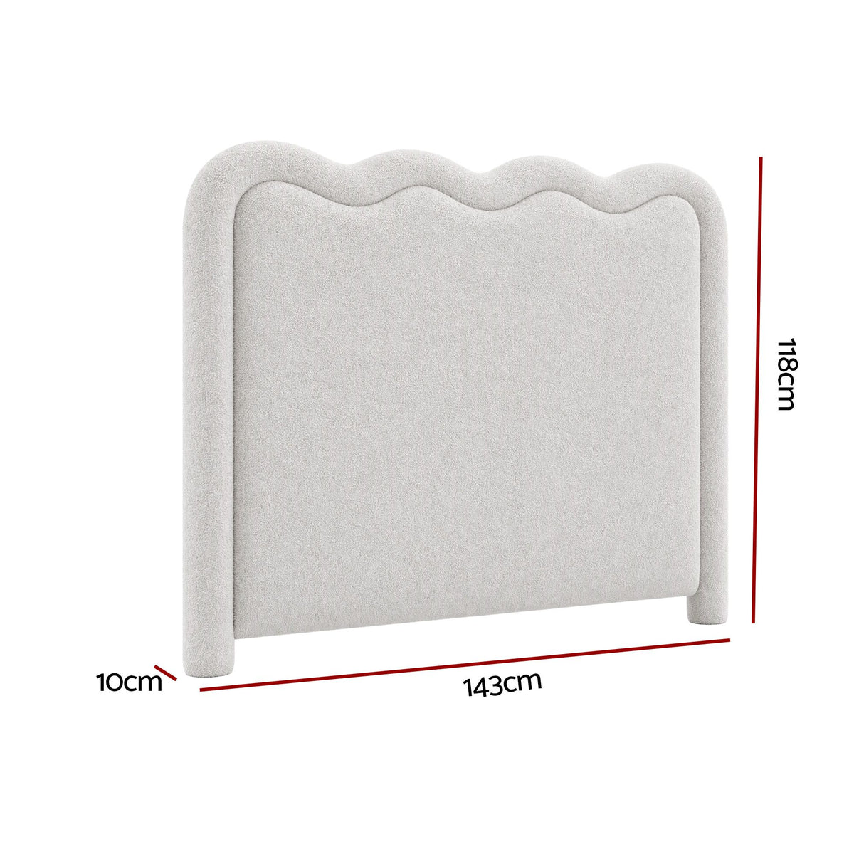 Artiss Boucle Bed Head Double Size Upholstered Wavy Headboard Beige