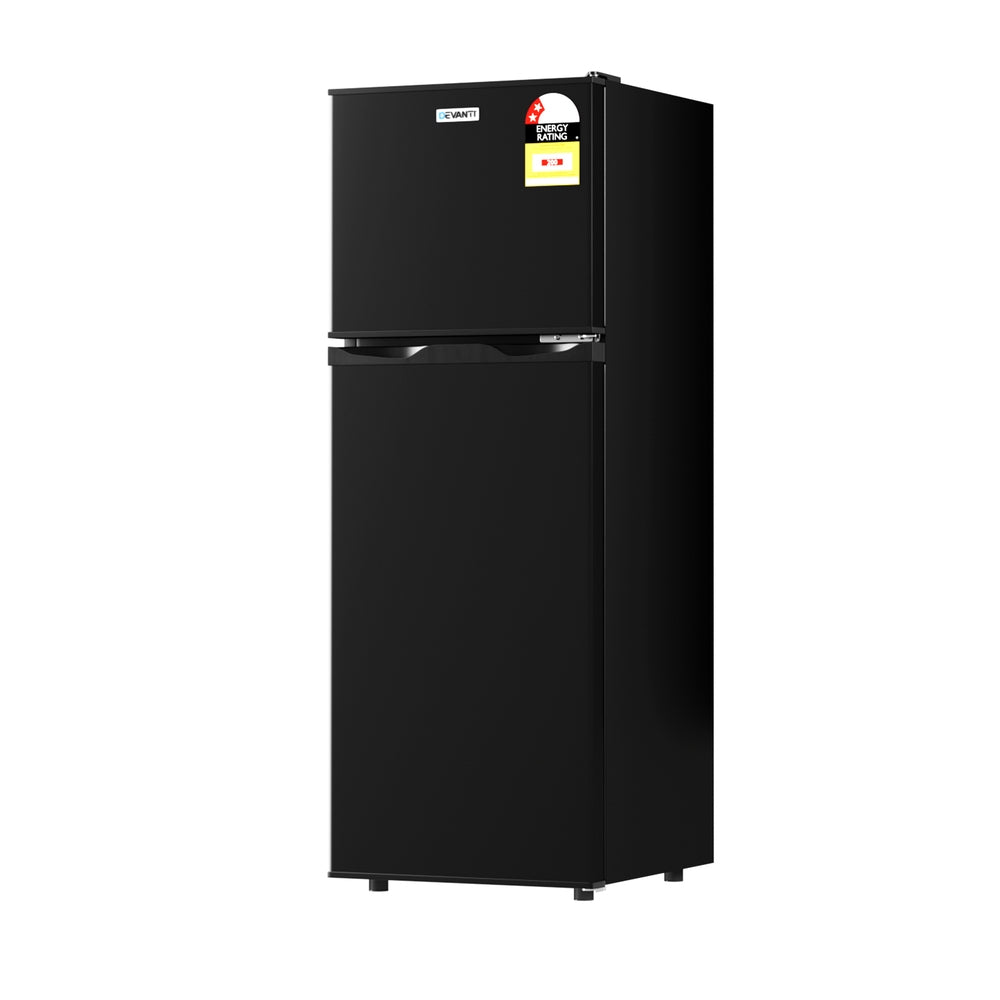 Devanti 122L Two Door Bar Fridge Mini Fridge with Freezer Black