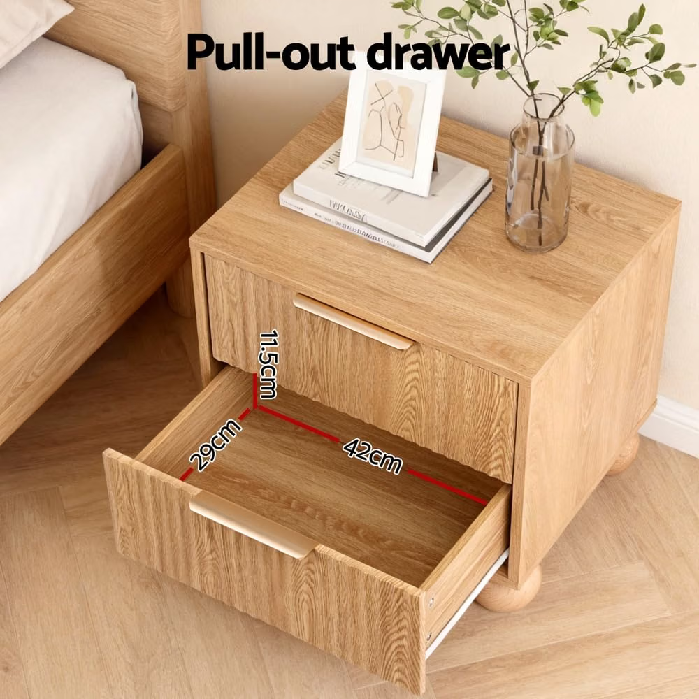Artiss Queen Bed Frame and 2 Bedside Table Set, Boucle Upholstery Platform Bed
