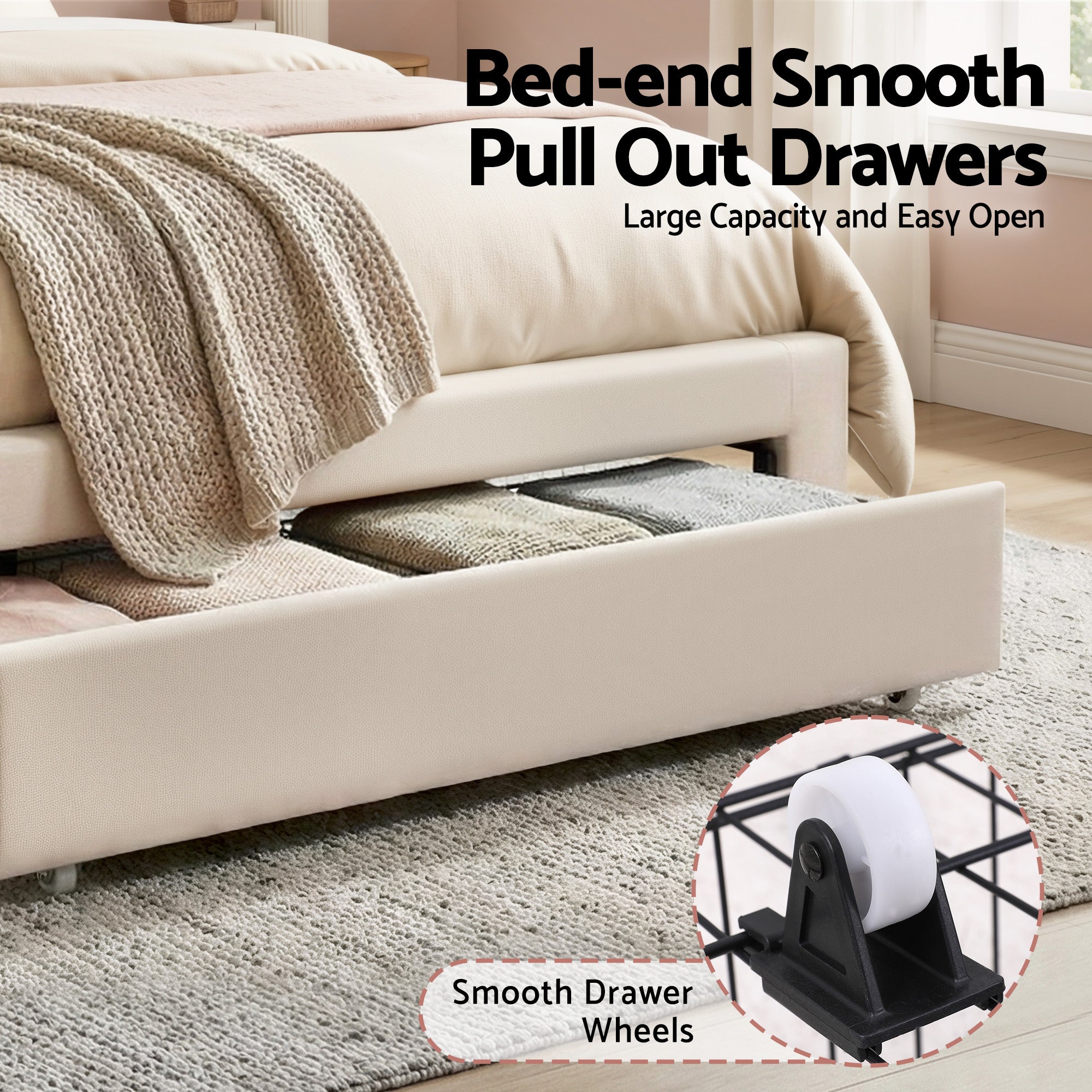 Artiss King Single Bed Frame with Storage Drawer Upholstered Velvet Platform Bed LED Headboard