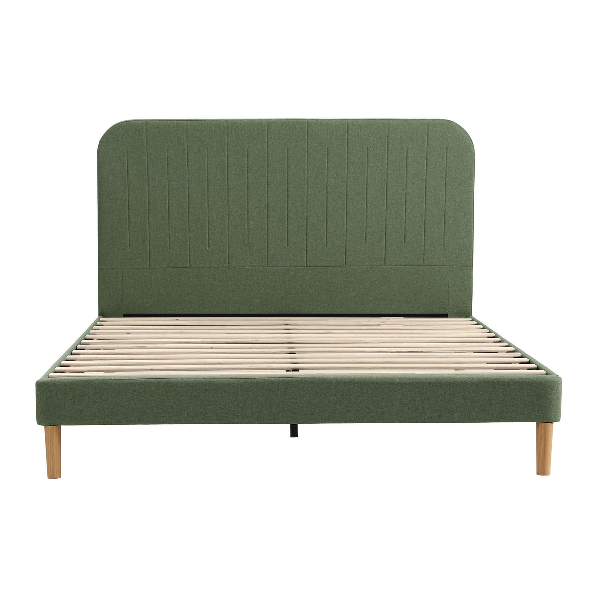 Artiss Queen Bed Frame, Green Fabric, Padded Headboard, 300kg Capacity