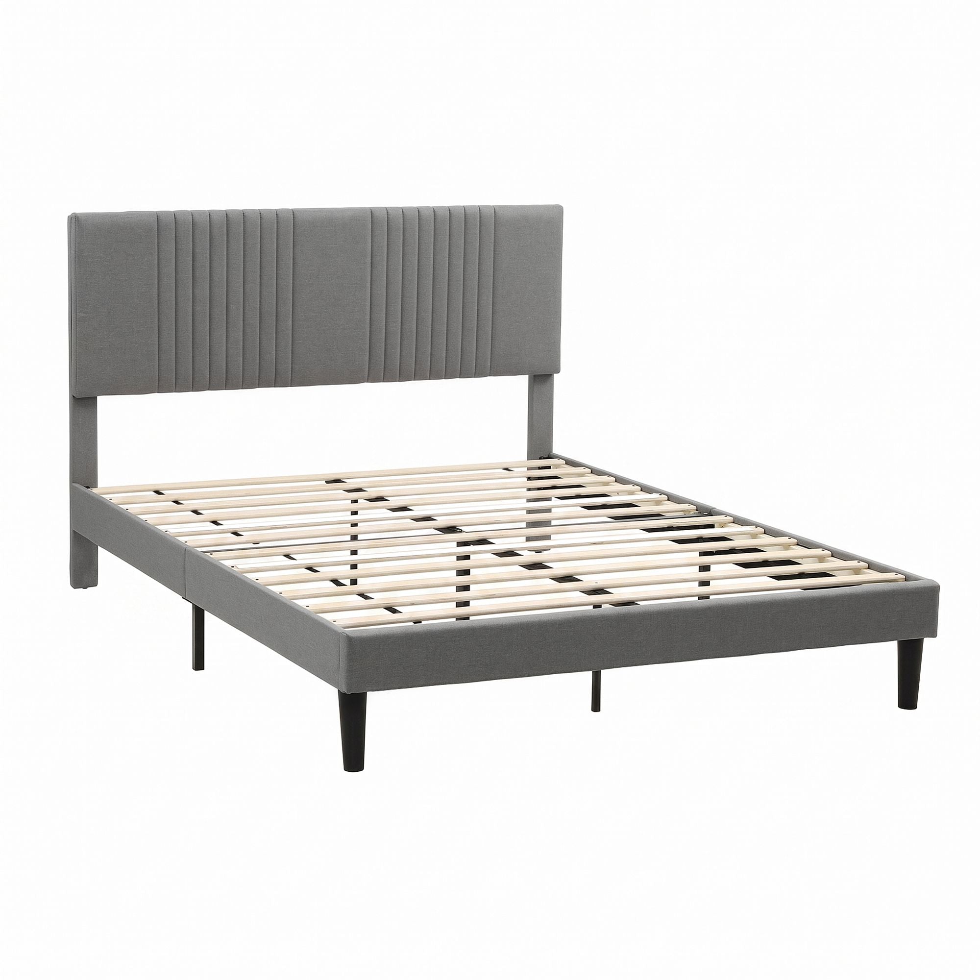 Artiss Double Bed Frame with Adjustable Headboard, Grey, 300kg Capacity