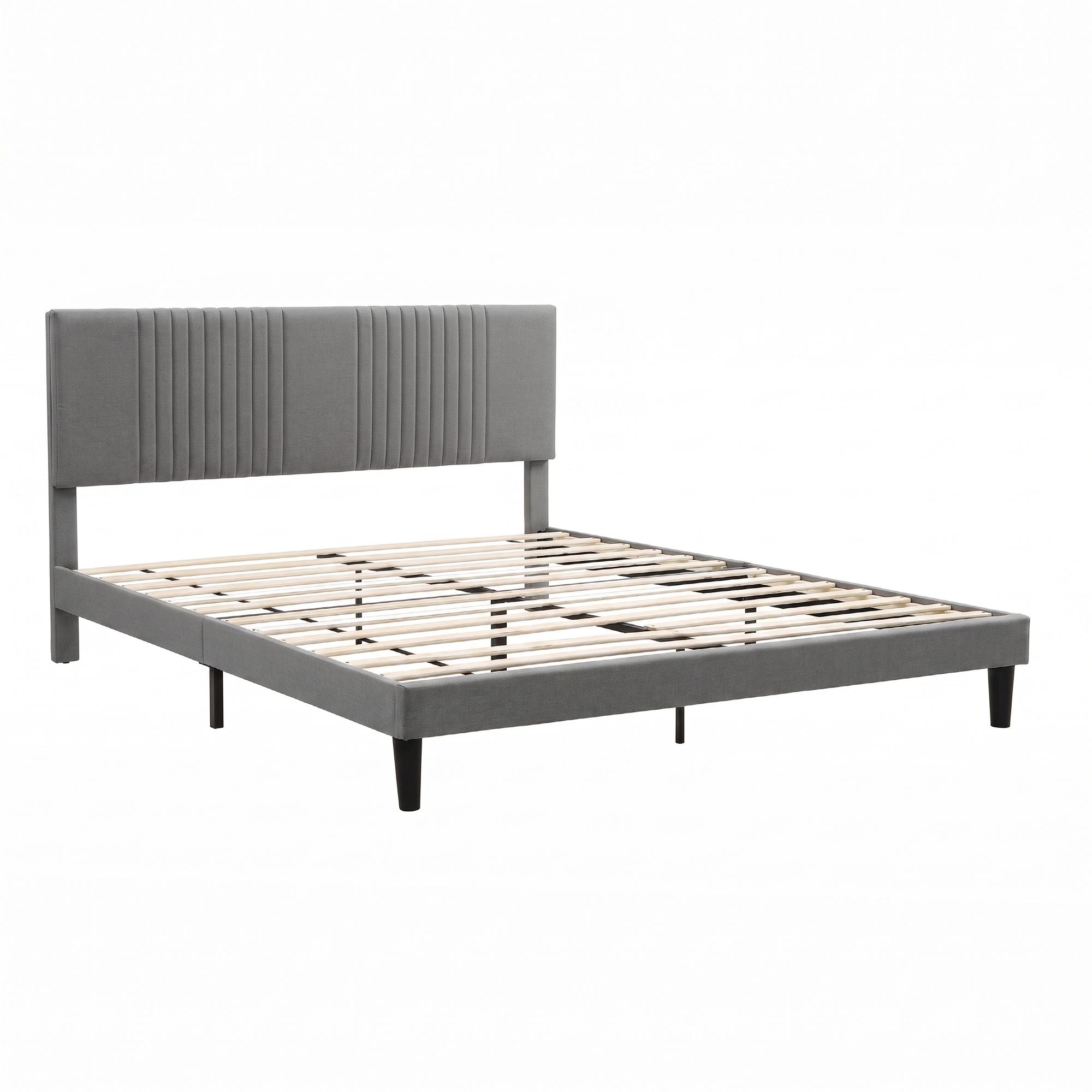 Artiss King Bed Frame with Adjustable Headboard, Grey, 300kg Capacity
