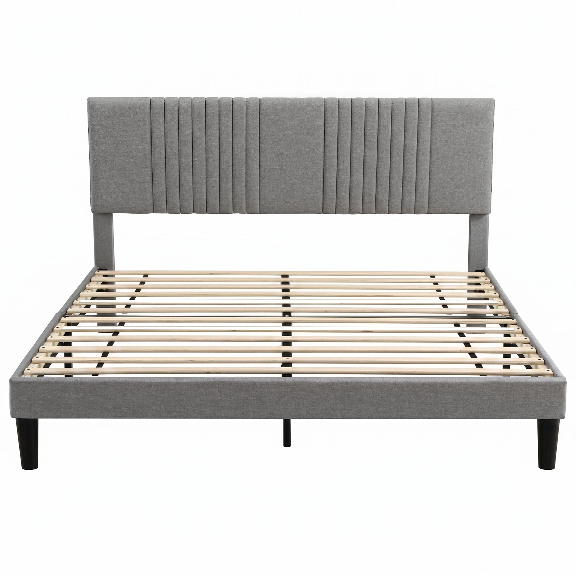 Artiss King Bed Frame with Adjustable Headboard, Grey, 300kg Capacity