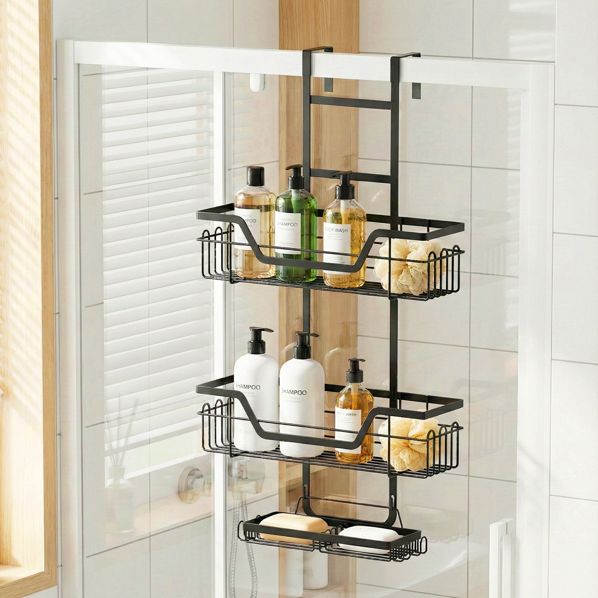 Artiss 3 Tier Over The Door Shower Caddy Hanging Bathroom Storage Organizer
