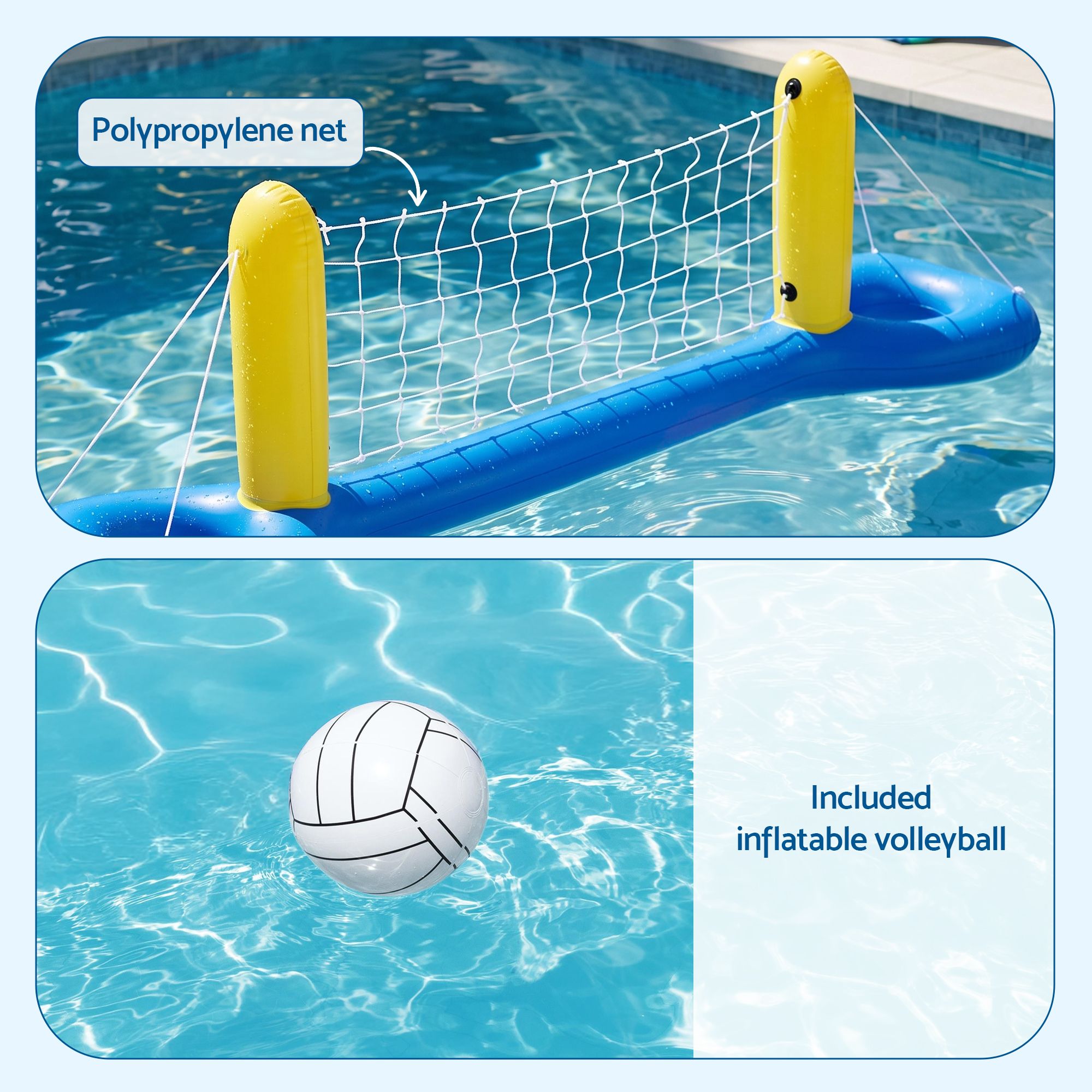 Bestway Floating Pool Volleyball Net Set with Ball 252cm x 64cm Blue