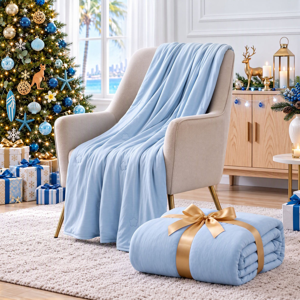 Giselle Cooling Blanket 240cm x 210cm King Summer Quilt Sleepers Double Sided