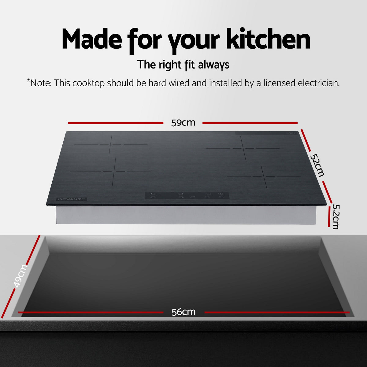 Devanti Electric Ceramic Cooktop 60cm Touch Control Grey