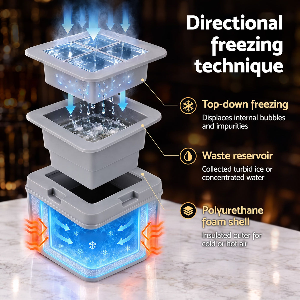 Artiss 5cm Clear Ice Mold Whiskey Large Square Ice Cube Tray