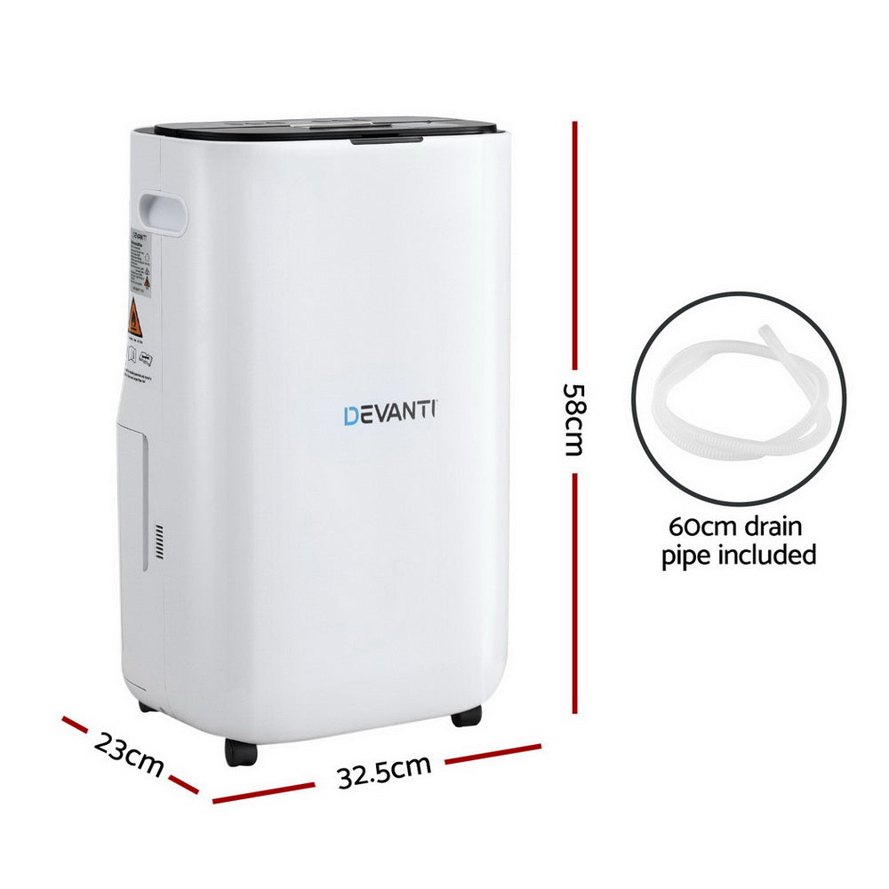 Devanti Dehumidifier 20L Air Purifier White