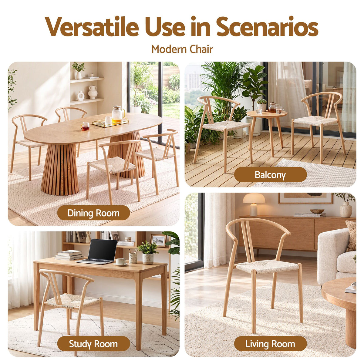 Artiss Dining Chairs Set of 4, Accent Chair for Living Room & Balcony Double Slat Back