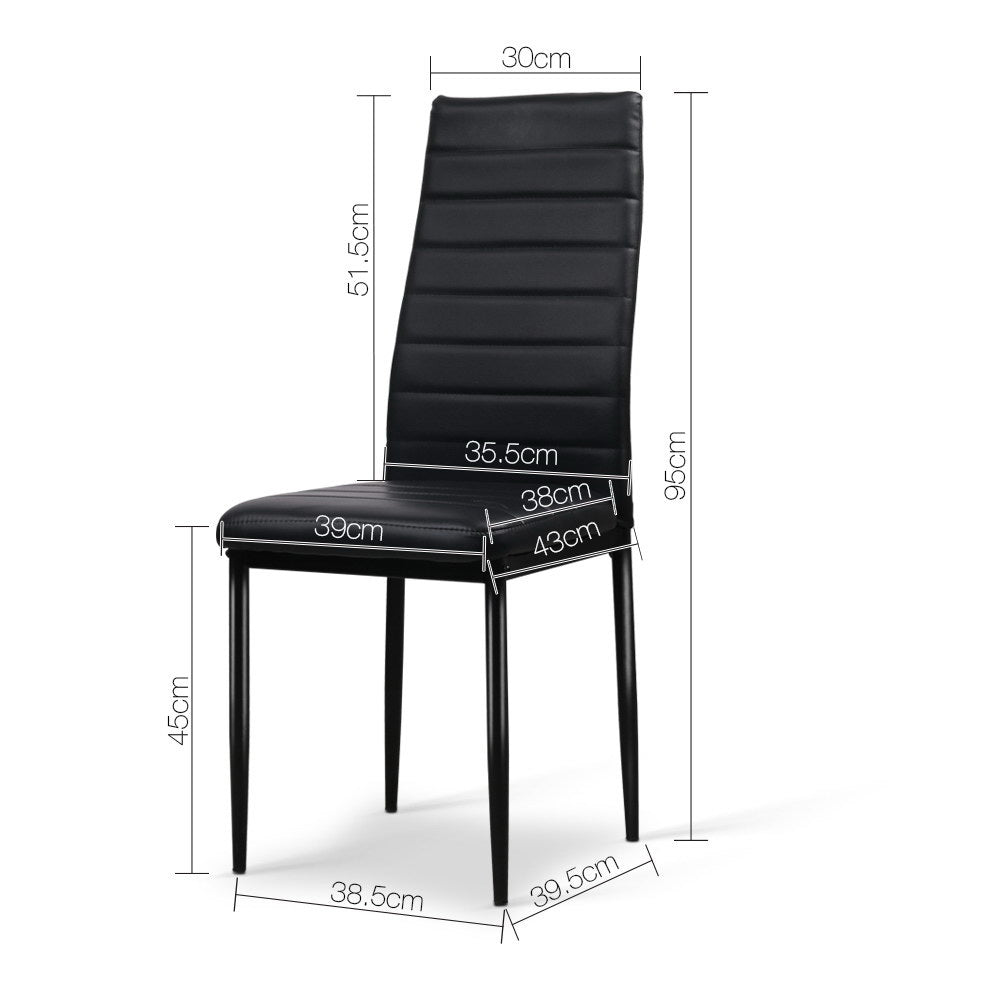 Artiss Dining Chairs Black PU Leather Set of 4 Astra
