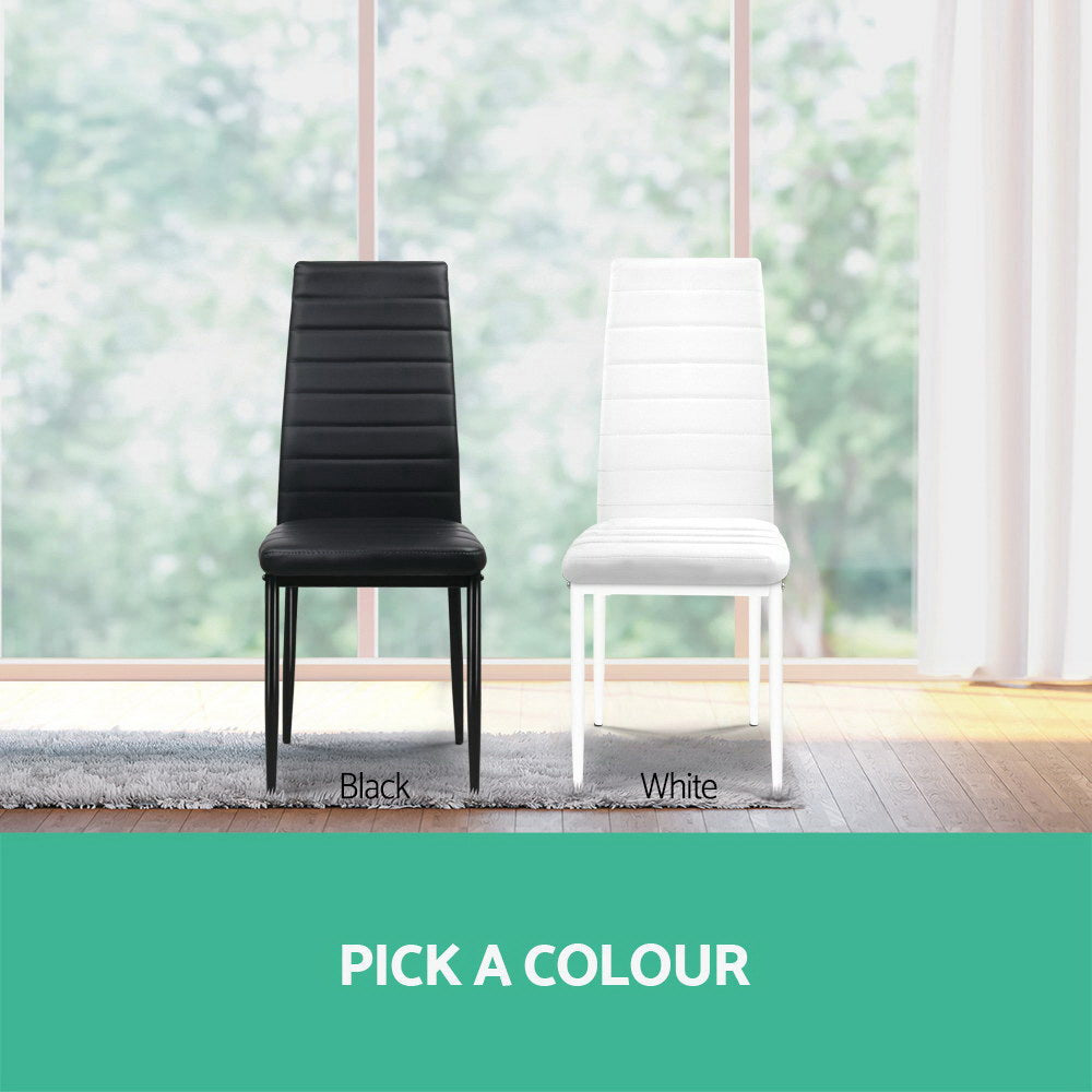 Artiss Dining Chairs Black PU Leather Set of 4 Astra