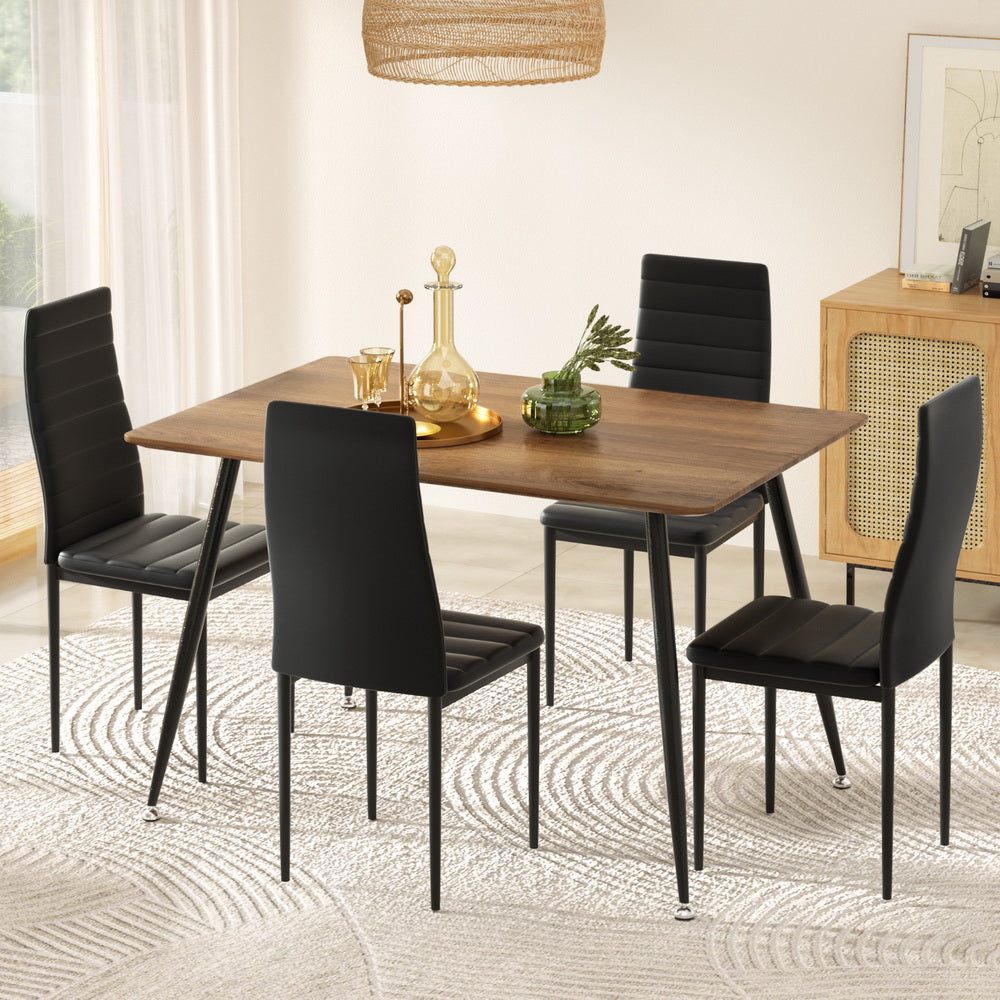 1 Artiss Dining Table and 4 Chairs Set Rectangle Metal