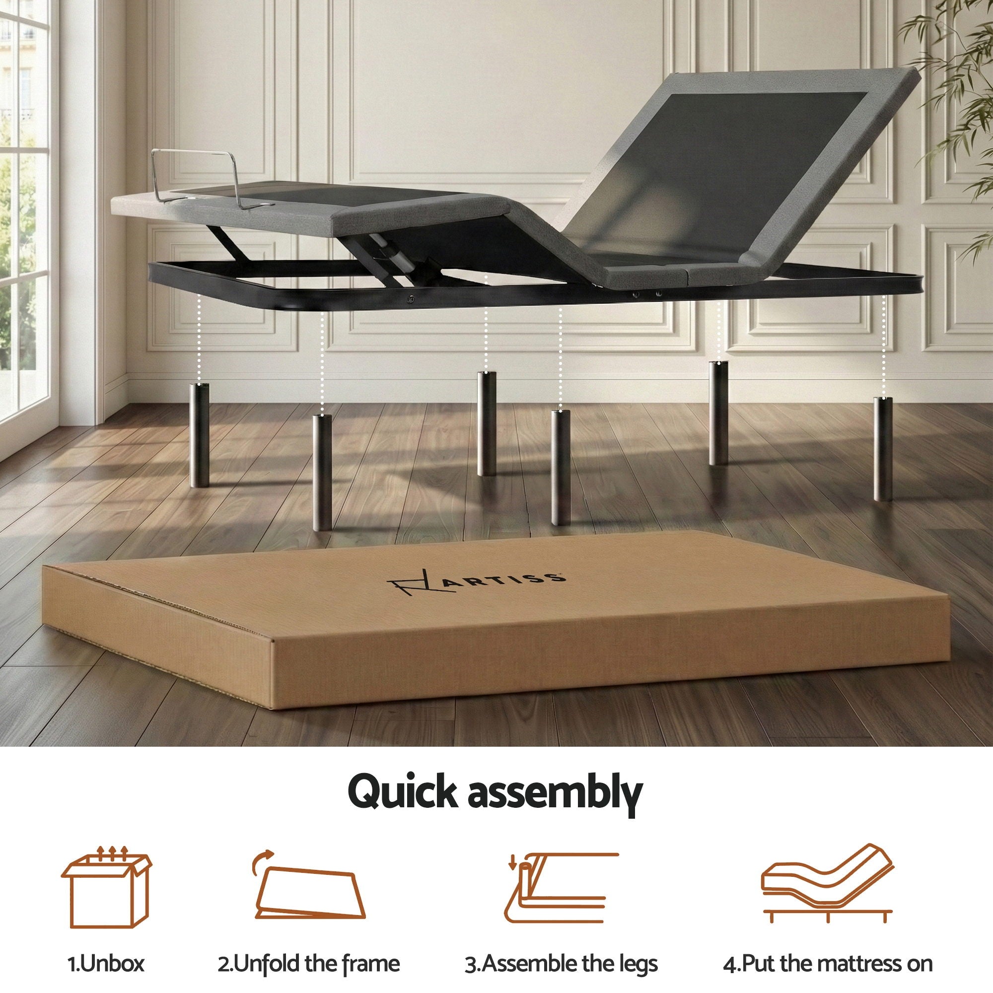 Artiss Adjustable Bed Frame Double Size Electric Bed Base Wireless Remote Control Zero Gravity Power Bed Foundation