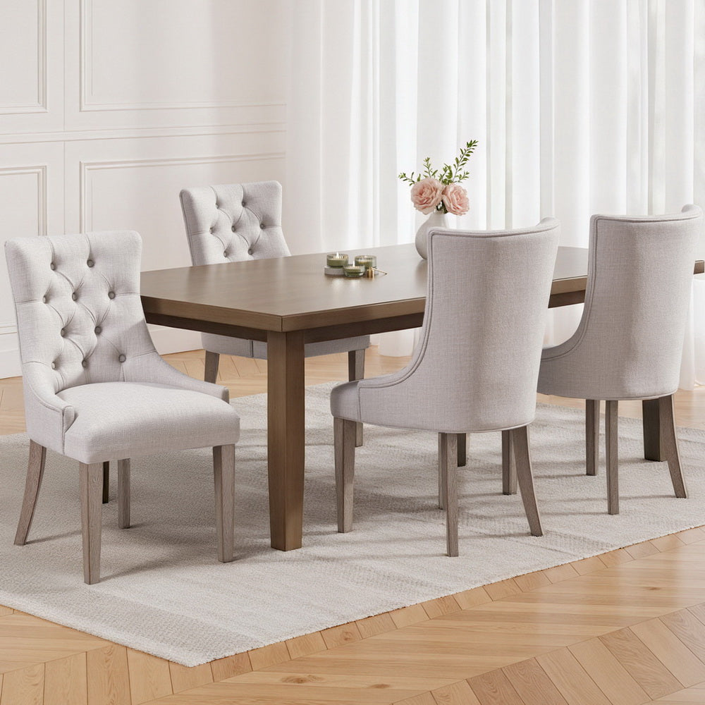 Artiss Dining Chairs Set of 4 Linen French Provincial Beige