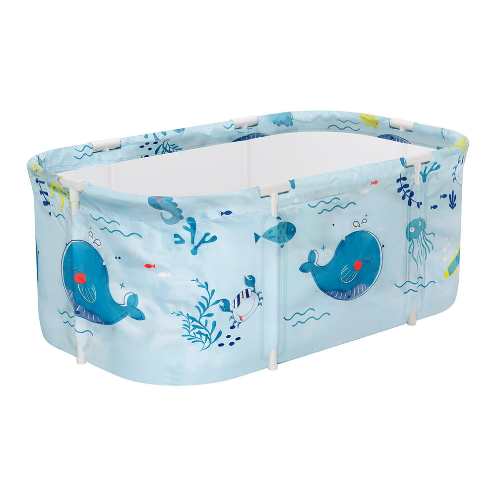 Weisshorn Foldable Bathtub PVC Spa Bucket Inflatable Cushion 114x62cm Blue