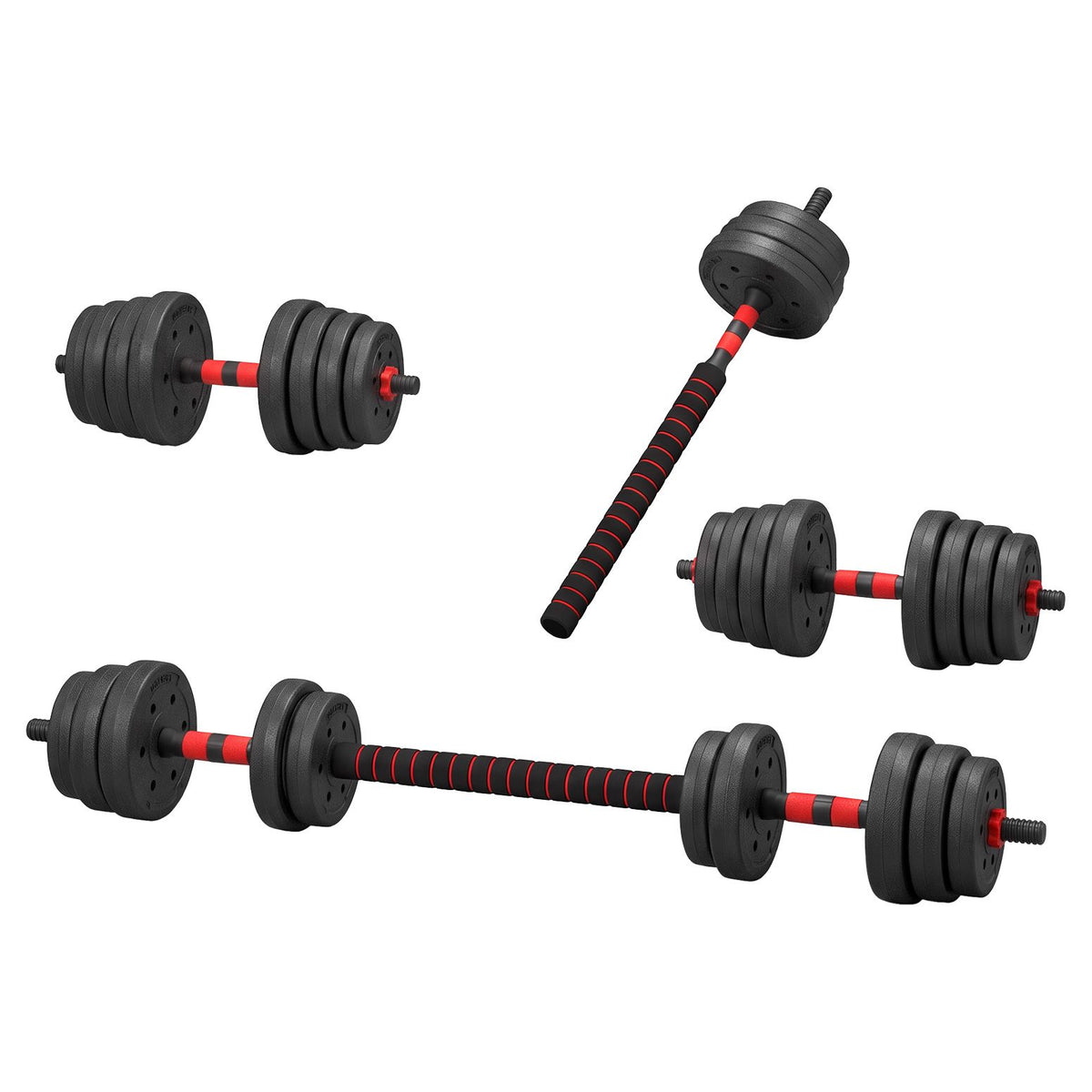Everfit 30kg Adjustable Dumbbell Set 4in1 Barbell Weight Plates Home Workout