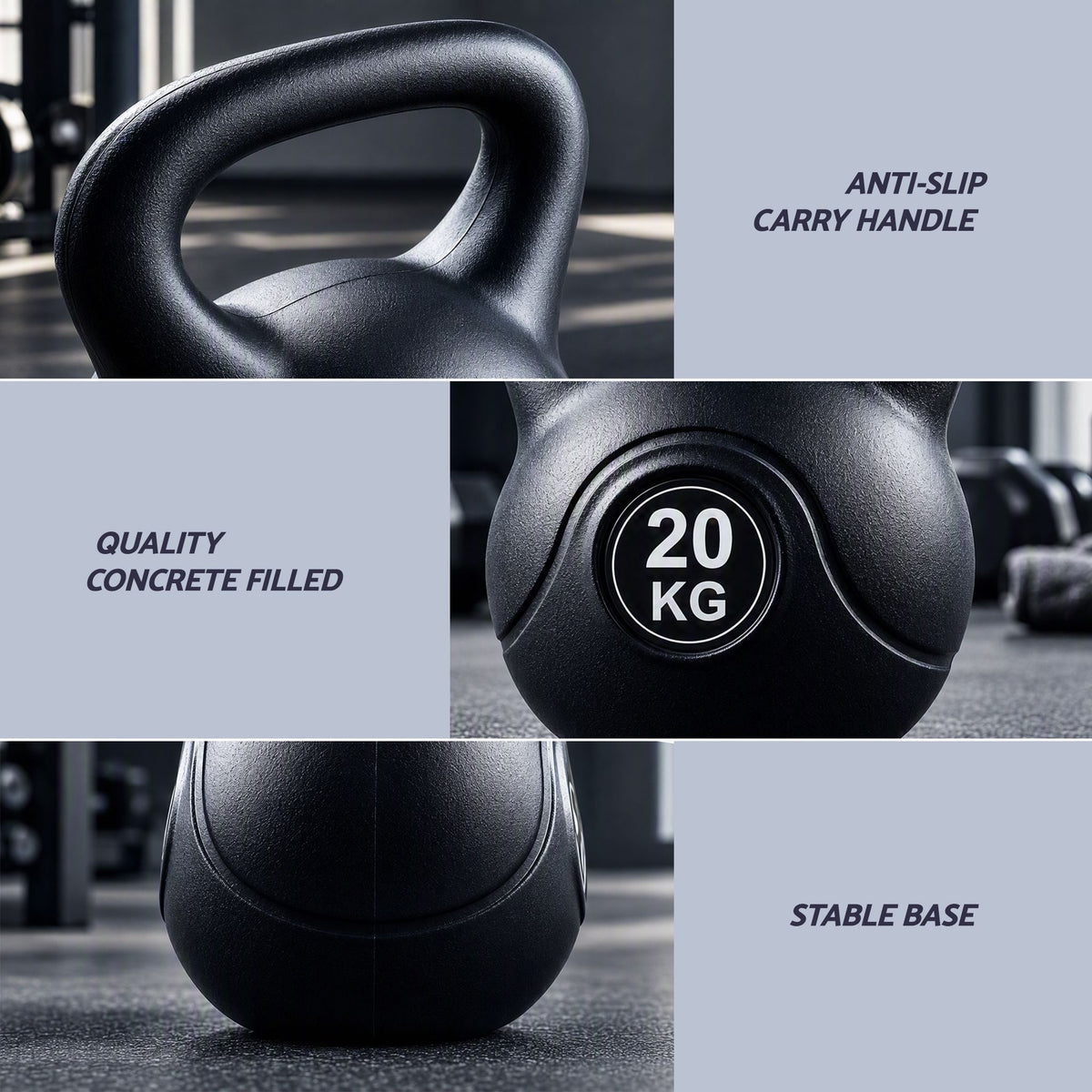 Everfit 20kg Kettlebell Weights Strength Training with Anti-slip Carry Handle & Stable Base Gym Home