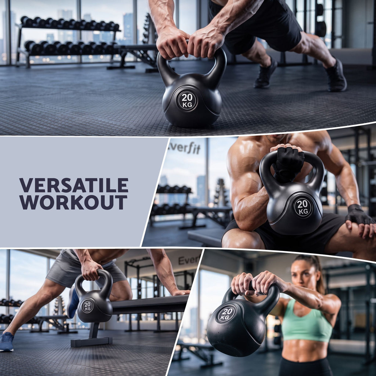 Everfit 20kg Kettlebell Weights Strength Training with Anti-slip Carry Handle & Stable Base Gym Home