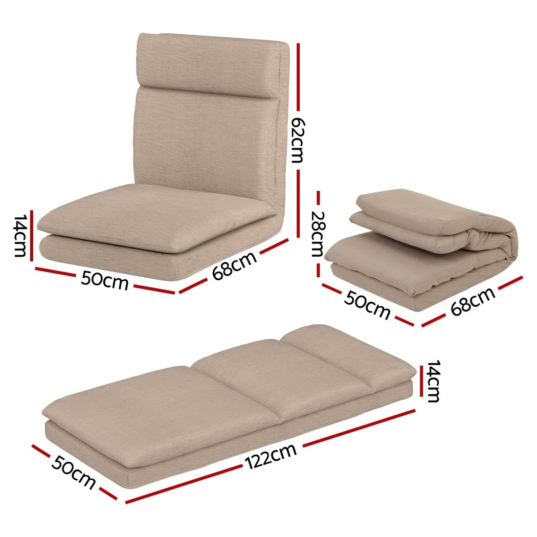 Artiss 4XFloor Chair Sofa Linen Beige