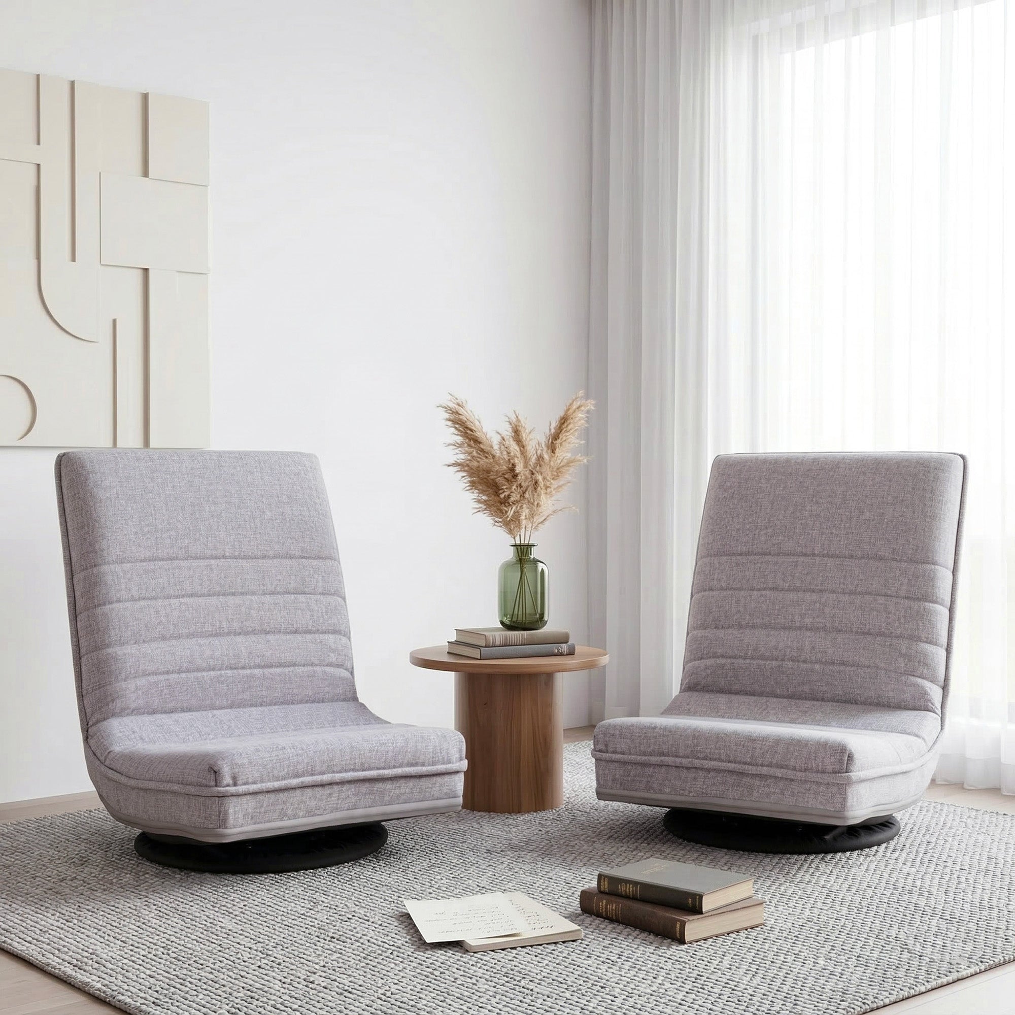 Artiss 2 Swivel Floor Chair 360 Adjustable Foldable Lounge Seat Floor Sofa Chair Grey