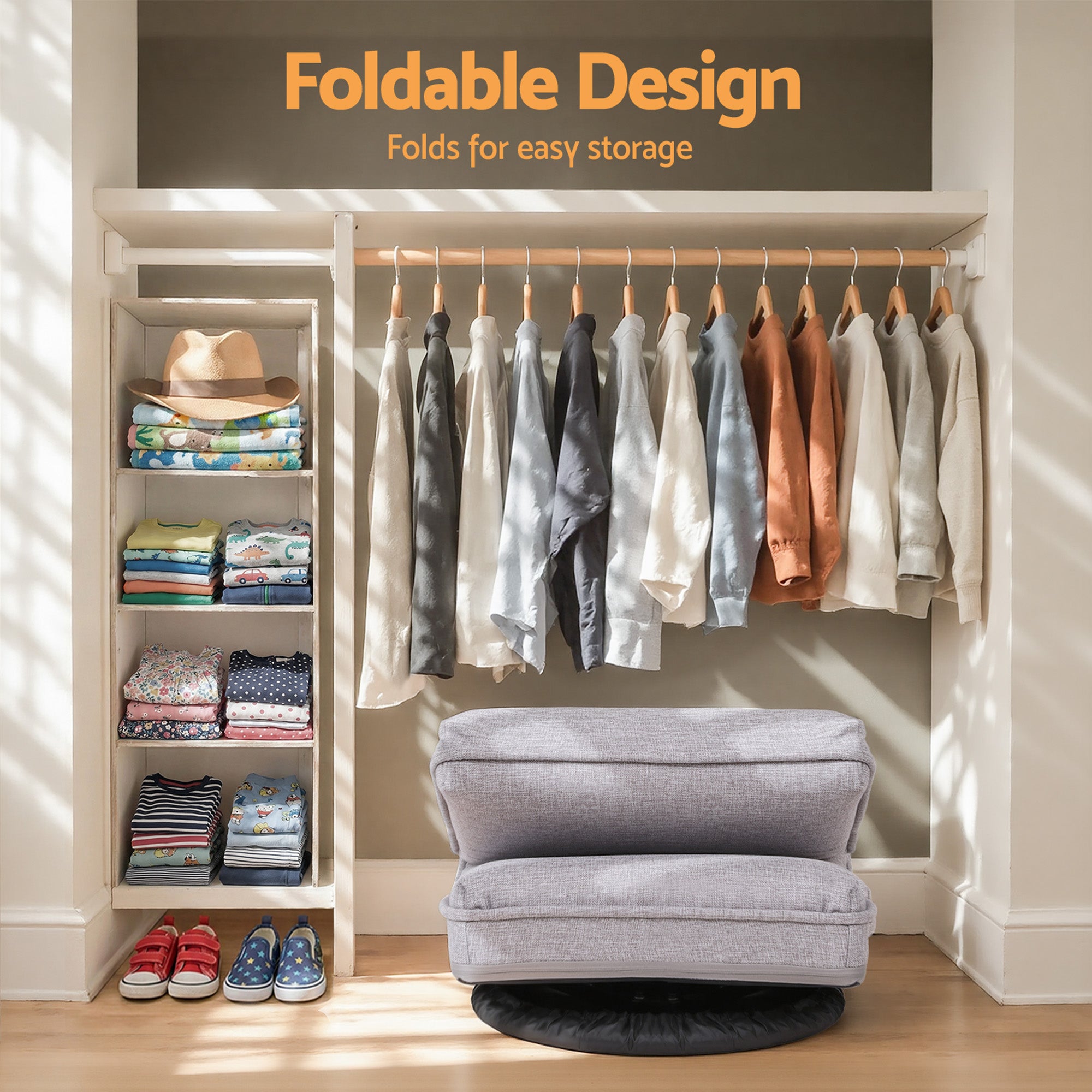 Artiss 2 Swivel Floor Chair 360 Adjustable Foldable Lounge Seat Floor Sofa Chair Grey