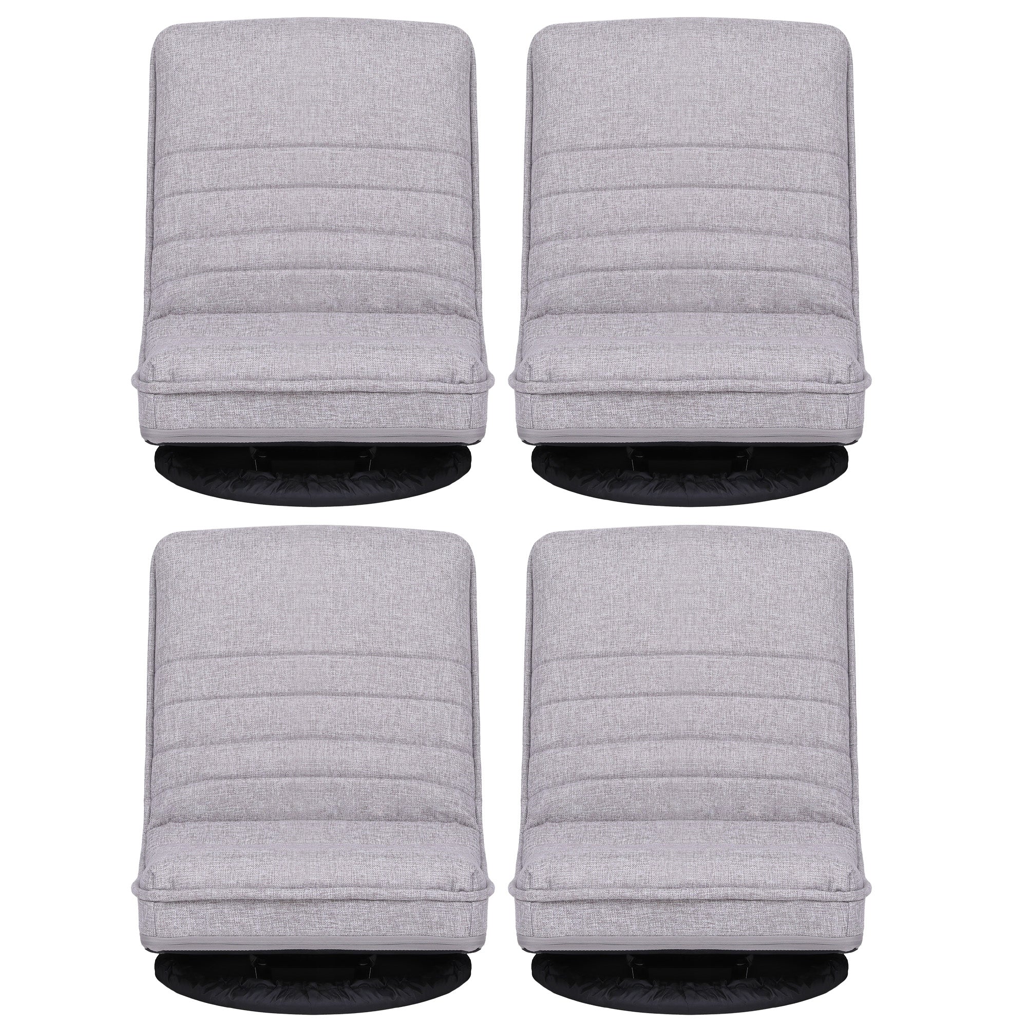 Artiss 4PCS Swivel Floor Chair 360 Adjustable Foldable Lounge Seat Floor Sofa Chair Grey