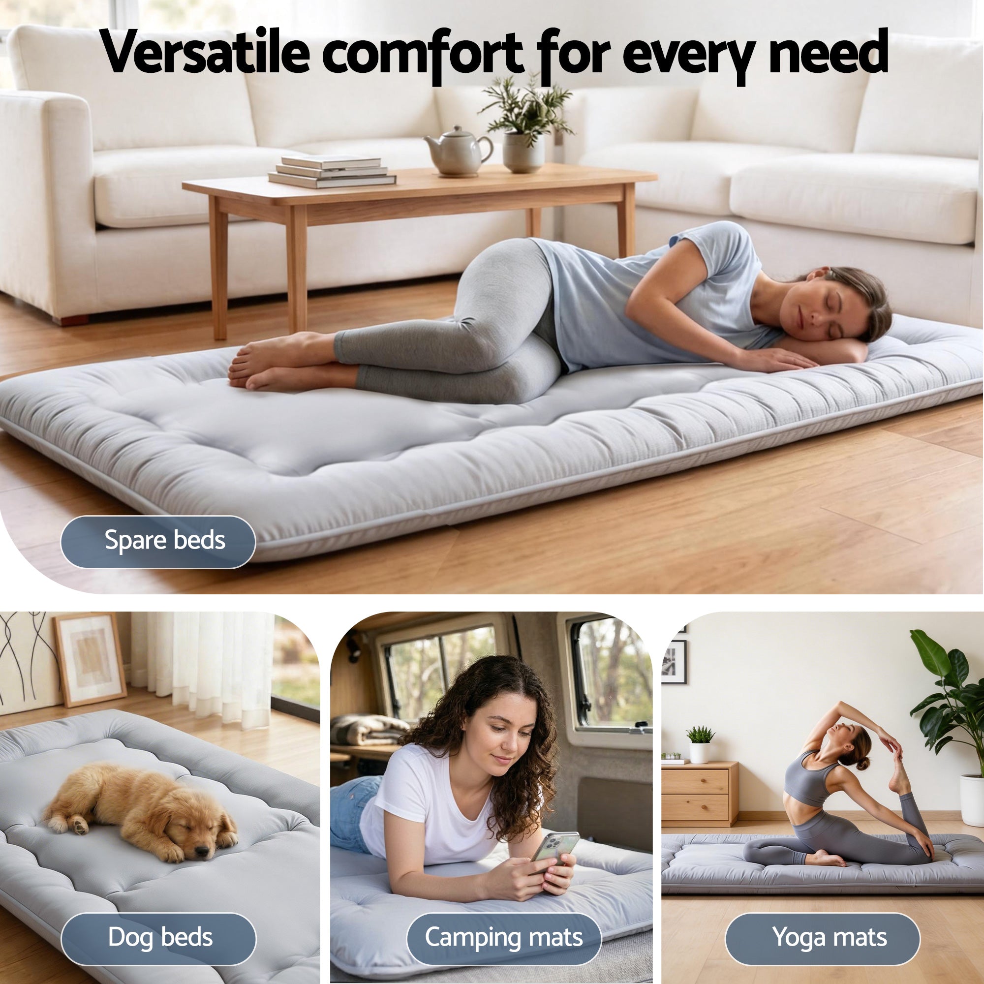 Giselle Bedding 10cm Japanese Floor Mattress Foldable Futon Mattress Washable Cover Straps