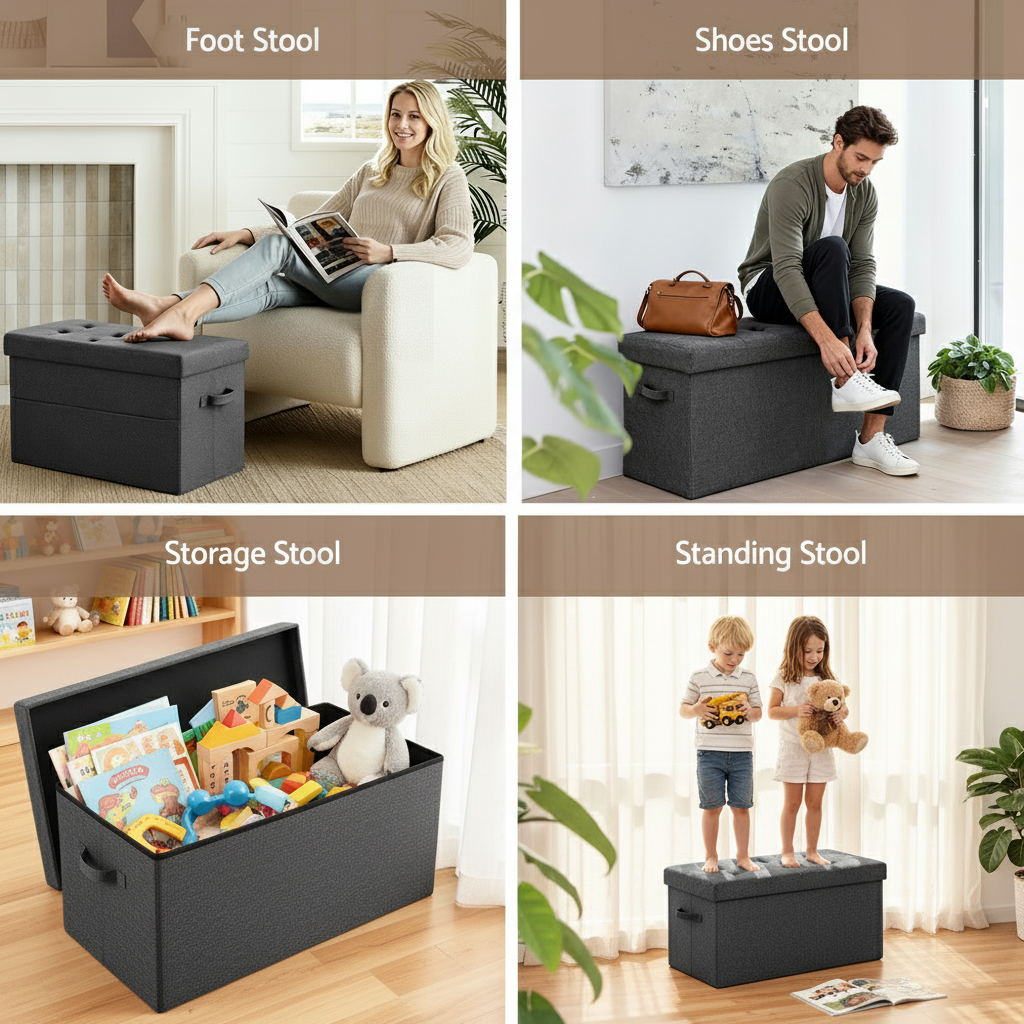Artiss Storage Ottoman Foot Stool Rest Foldable