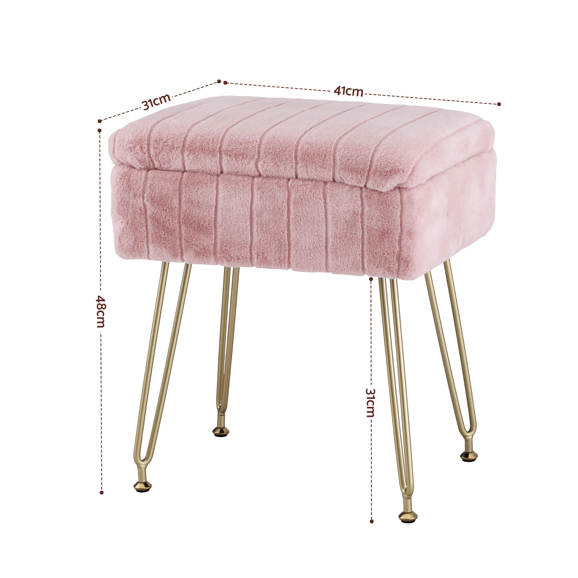 Artiss Storage Ottoman Vanity Foot Stool Pink