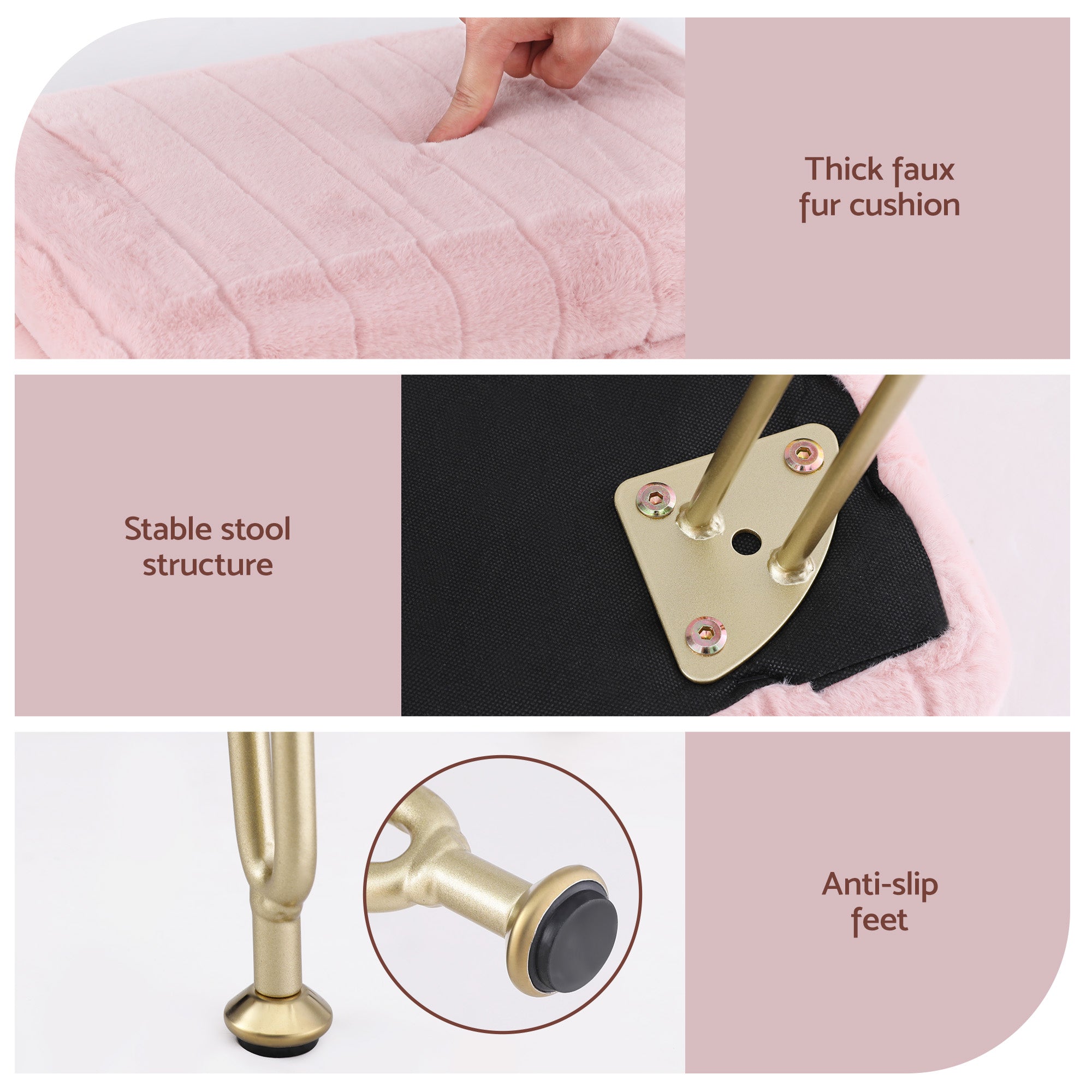 Artiss Storage Ottoman Vanity Foot Stool Pink