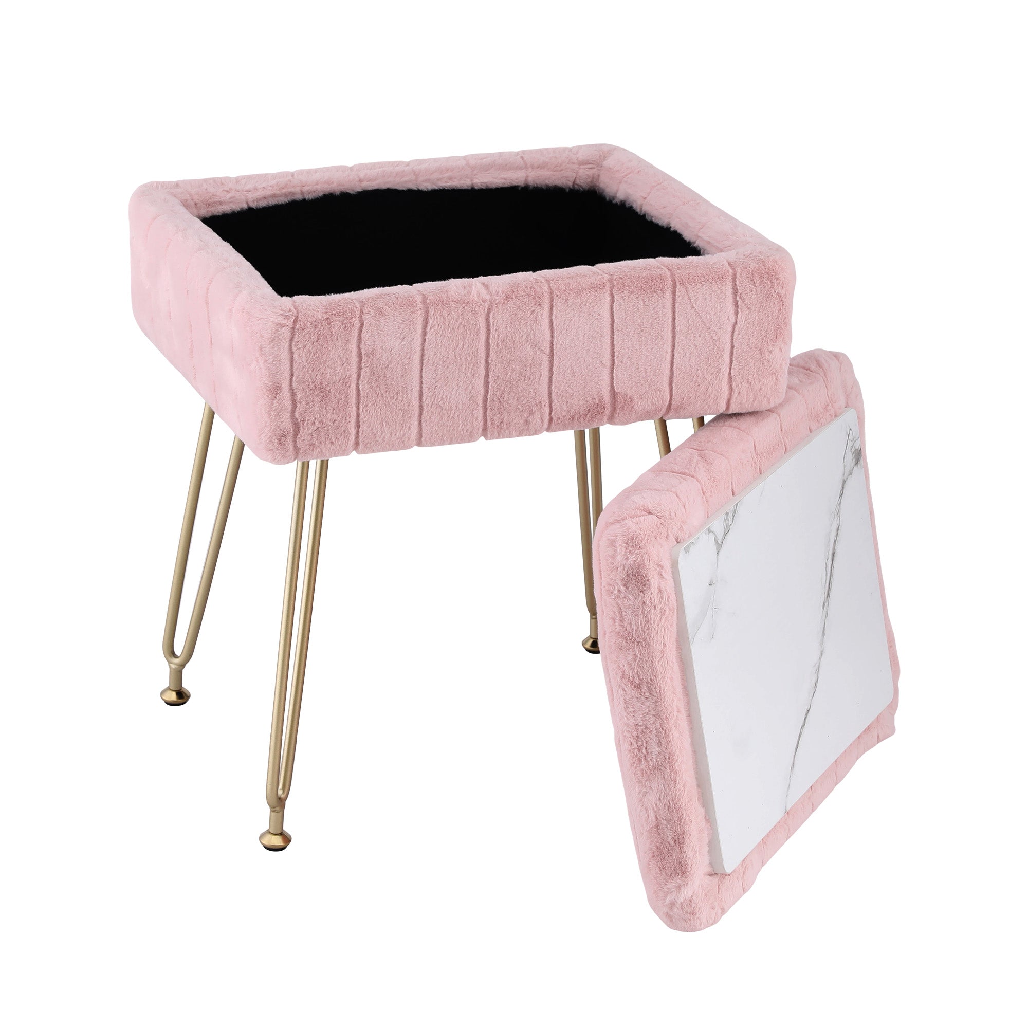 Artiss Storage Ottoman Vanity Foot Stool Pink