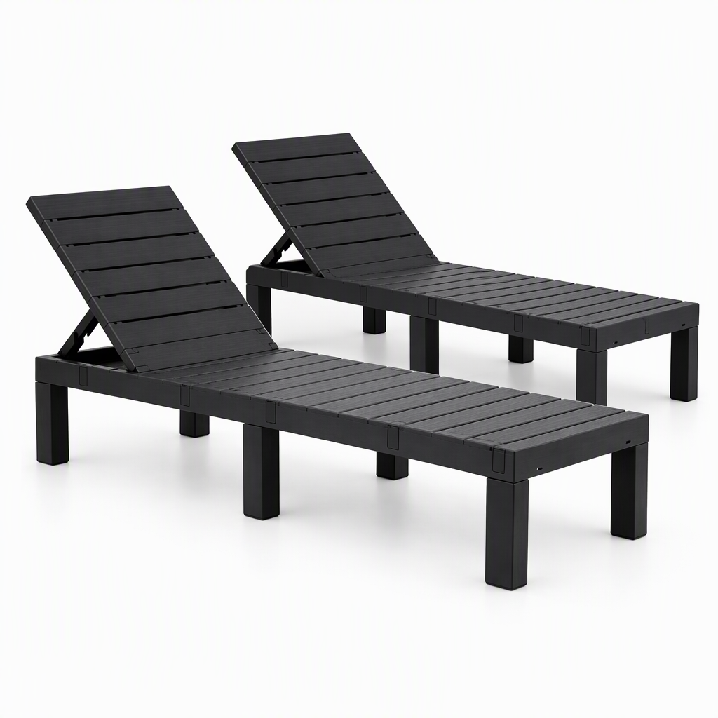 Gardeon 2X Foldable Sun Lounges Outdoor Recliner Patio Beach Chair Slatted Black