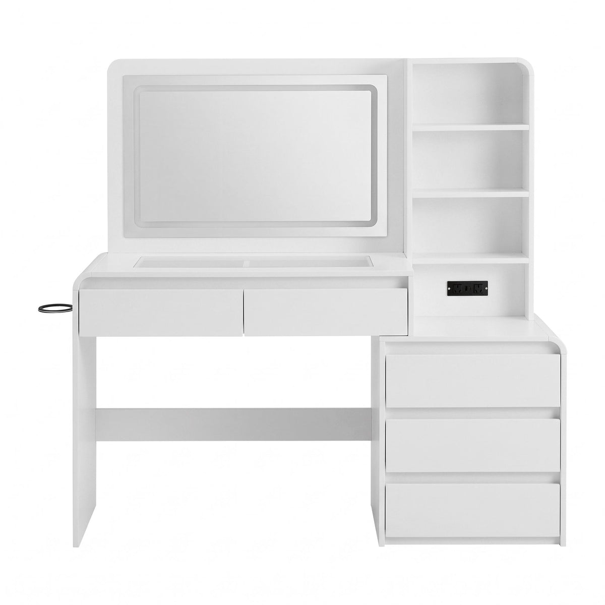 Artiss Dressing Table Makeup Vanity Desk LED Mirror Drawers Charging Station Curved Edge White