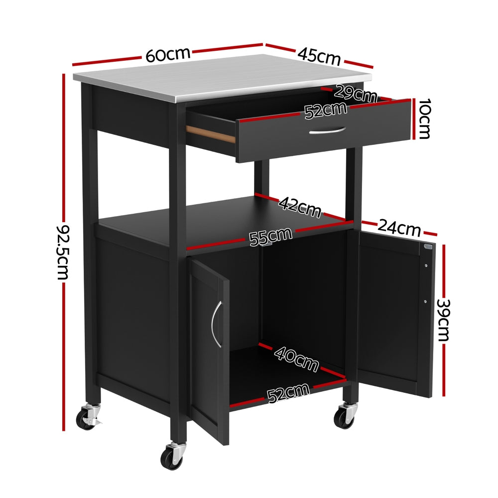 Artiss Kitchen Island Trolley Rolling Serving Cart Storage Drawer Cupboard 60cm