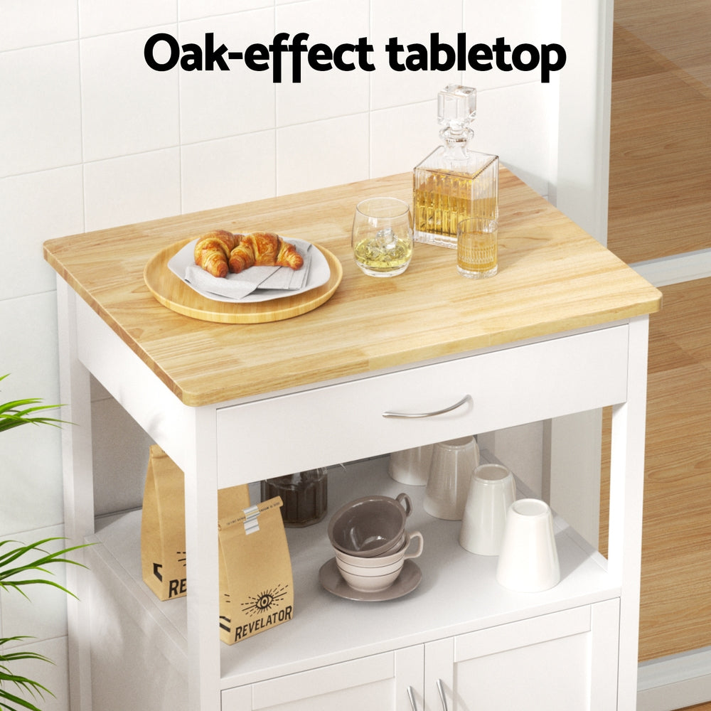 Artiss Kitchen Island Trolley Rolling Serving Cart Storage Drawer Cupboard 60cm