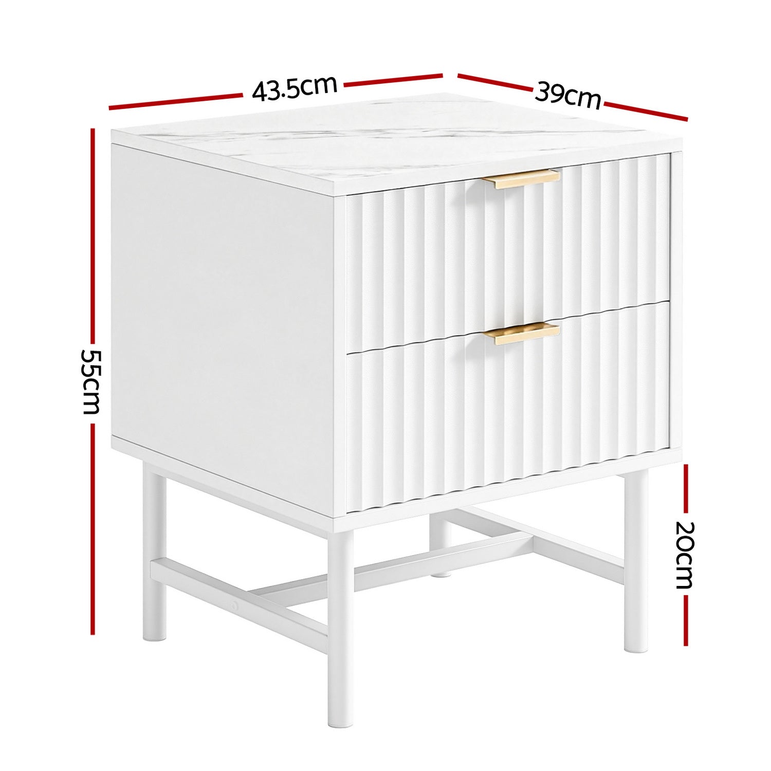 Artiss Bedside Table 2 Drawers - White