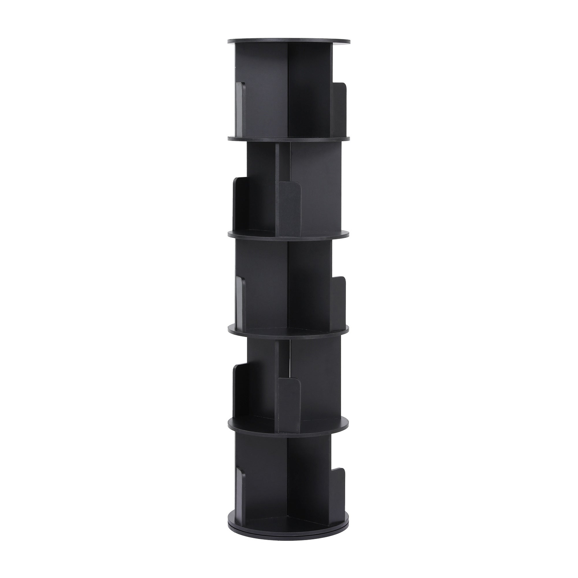 Artiss 5 Tiers Bookshelf Swivel Bookcase Display Shelves Stand Round Black