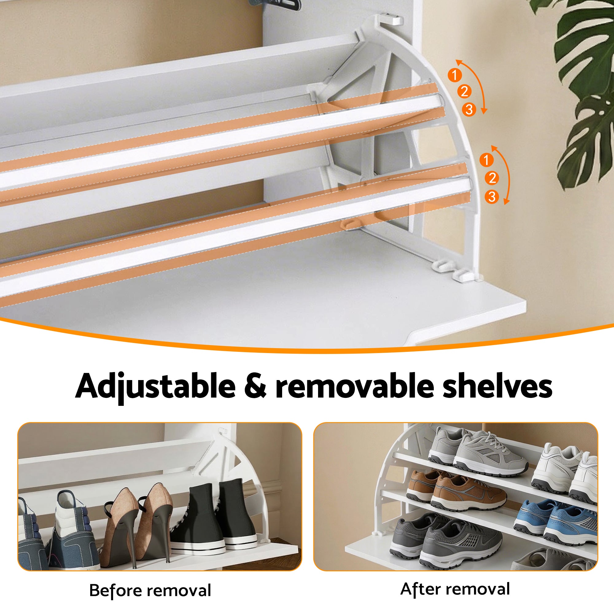 Artiss Shoe Rack Cabinet 24 Pairs Adjustable Shelf White