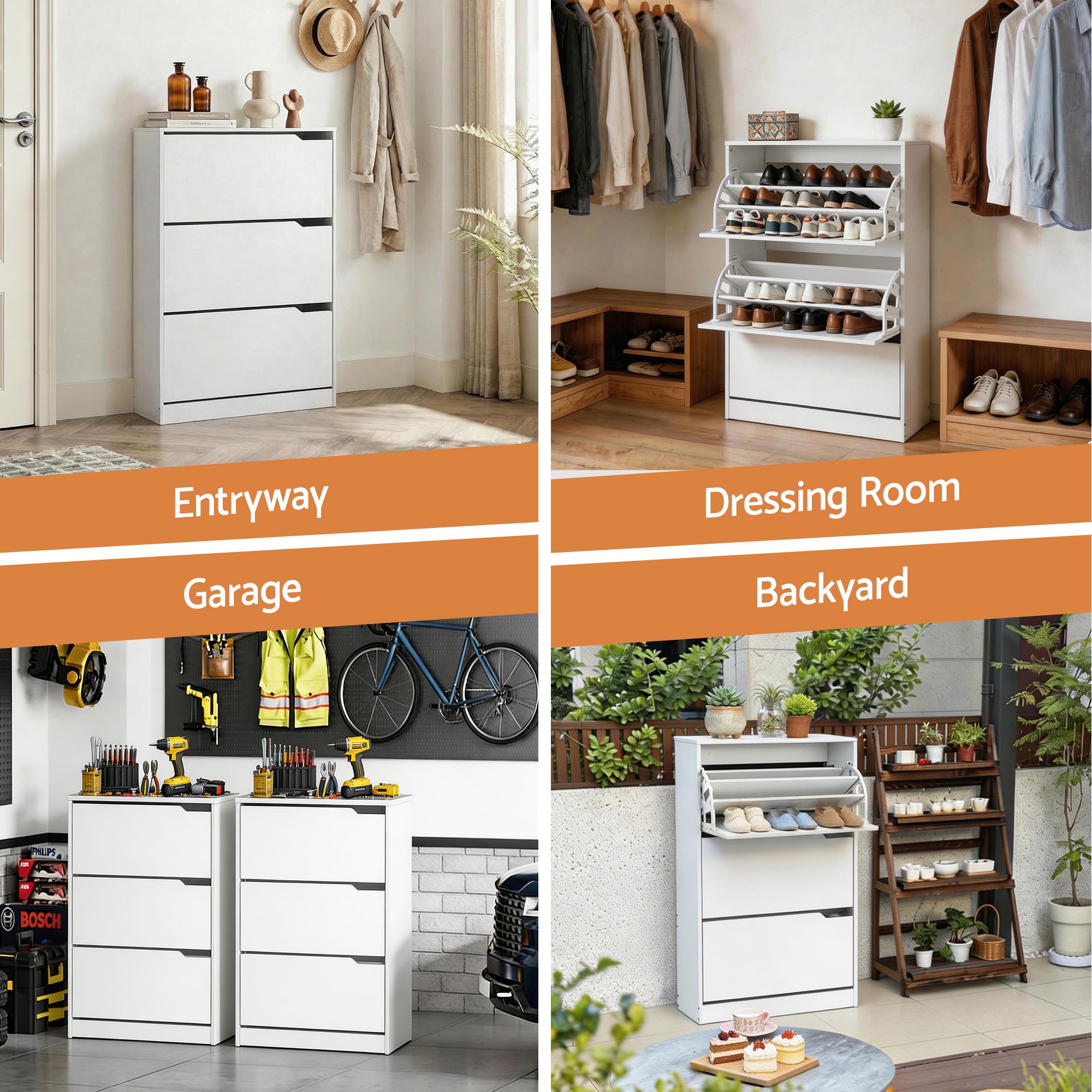 Artiss Shoe Rack Cabinet 24 Pairs Adjustable Shelf White