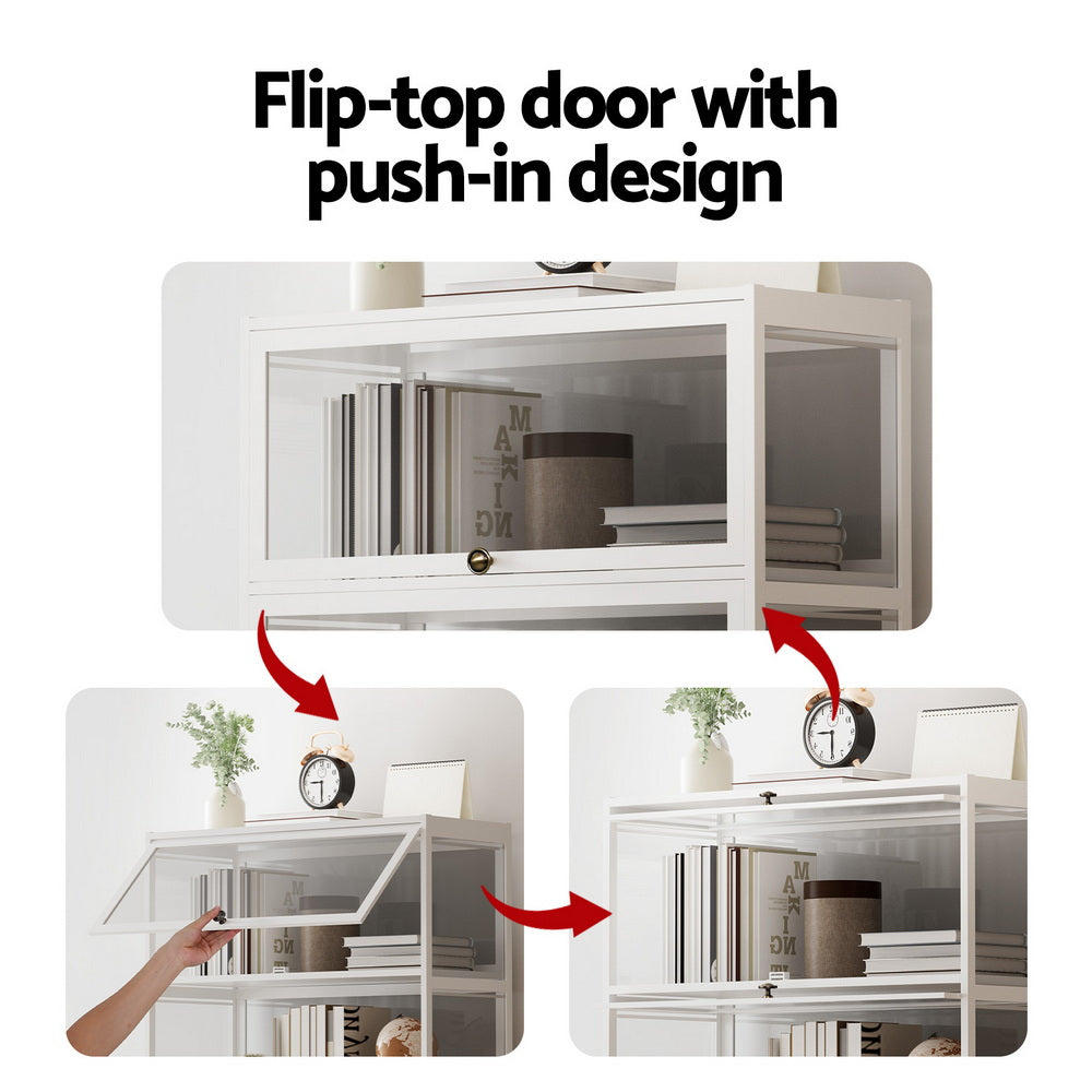 Artiss 5-Tier Display Cabinet Storage Bookshelf Clear Shelf White