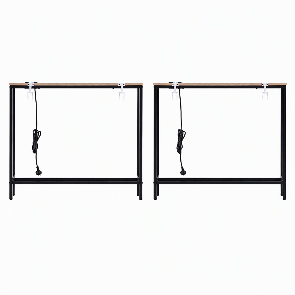 Artiss Set of 2 Narrow Sofa Console Tables with Charging Station, Wood