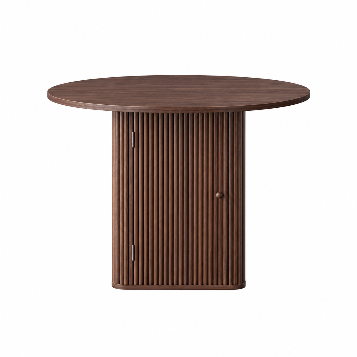 Artiss Modern Round Dining Table with Hidden Storage Base 100cm Dark Walnut